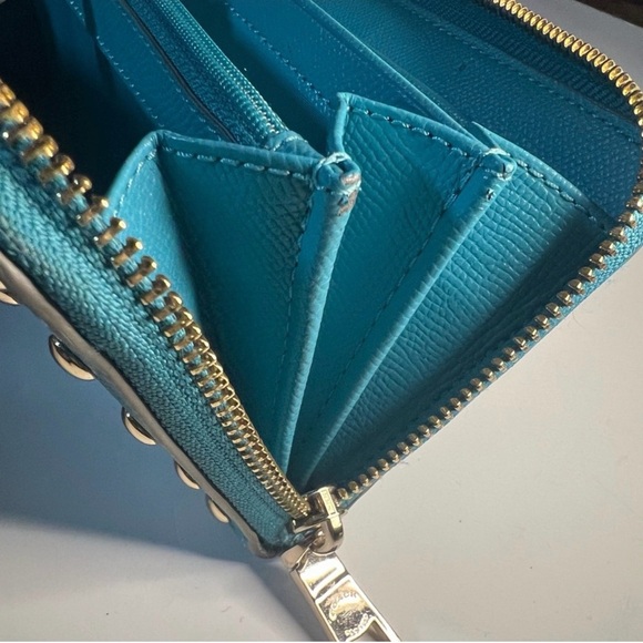 Coach Teal Studded Women's Wallet - Picture 7 of 7